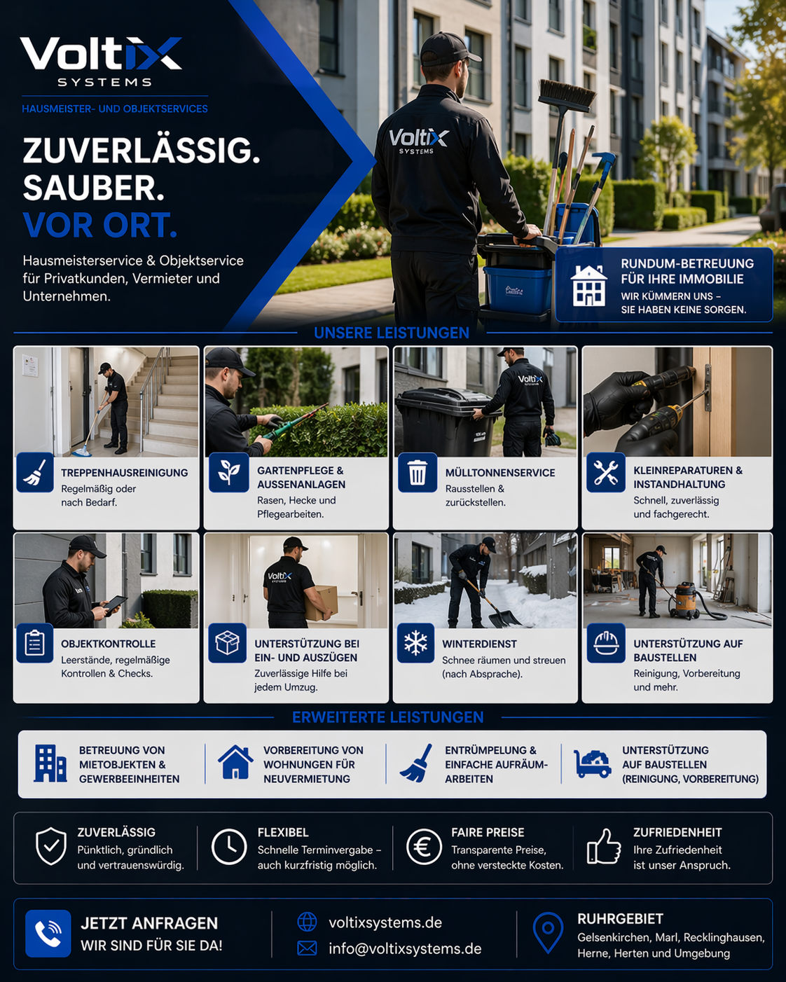 Hausmeister- & Objektservice im Ruhrgebiet – zuverlässig, schnell, ohne Stress.